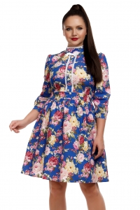 Платье с цветочным принтом из джинсы стрейч