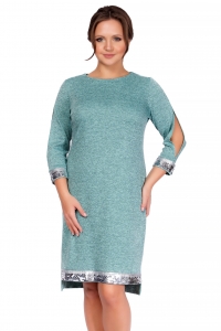 Асимметричное трикотажное платье с пайетками мятного цвета