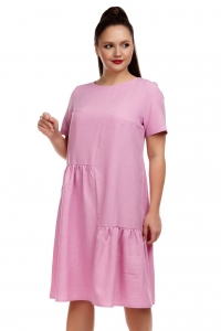 Розовое платье из габардина свободного силуэта