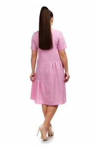 Розовое платье из габардина свободного силуэта
