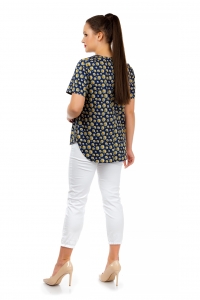 Асимметричная блузка из хлопка с принтом ромашка