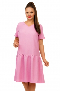 Розовое платье из габардина с пуговицами по спинке