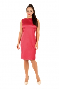 Красное креп-сатиновое платье без рукавов
