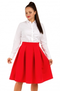Красная юбка вскладку из костюмной ткани
