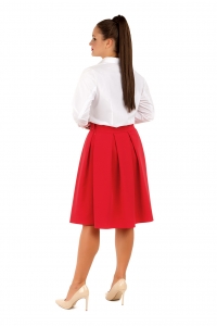 Красная юбка вскладку из костюмной ткани