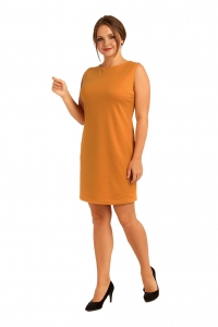 Платье без рукавов из горчичного трикотажа