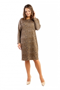 Платье-бочонок из леопардового трикотажа
