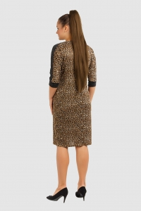 Леопардовое платье из трикотажа с черными вставками
