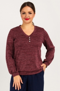 Бордовый трикотажный пуловер с люрексом