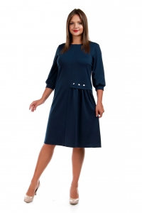 Асимметричное платье из синего трикотажа