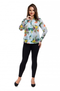 Женская блузка из шифона  с цветочным принтом