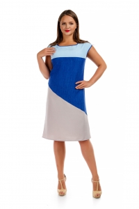 Комбинированное платье из габардина разных цветов