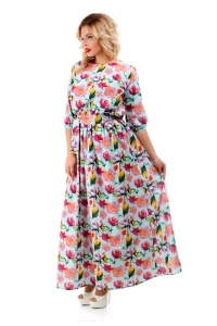 Платье макси из шифона с цветочным принтом