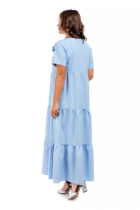 Голубое платье в пол из льна