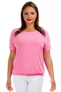 Розовая трикотажная блузка в полоску