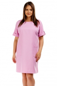 Розовое платье из хлопка с карманами