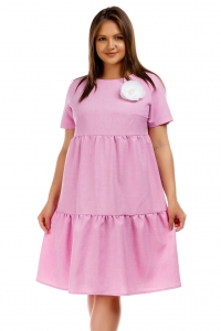 Ярусное платье из розового хлопка