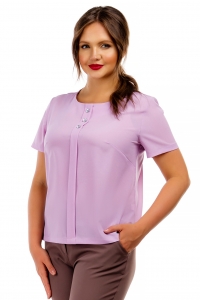 Креповая блузка с имитацией рубашечной планки