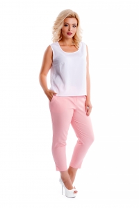 Укороченные женские брюки из розового хлопка