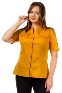 Хлопковая женская рубашка с коротким рукавом