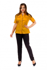 Хлопковая женская рубашка с коротким рукавом